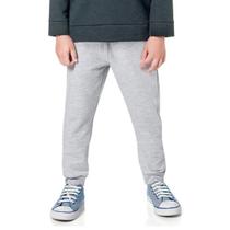 Calça Moletom Juvenil infantil Flanelado 10 a 16 Elastico na Cintura Punho Inverno Uniforme Escolar dia a dia Sem bolso Cinza Mescla Baby Deluxe