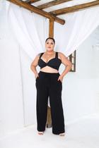 Calça Moletom Pantalona Elástico na Cintura com Bolso