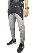 Calça Moletom Recorte Frontal Mescla/Preto