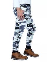 Calça Moletom Slim Fit Academia Treino Casual Camuflada