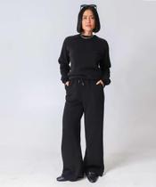 Calça Moletom Wide Leg Feminina Marisa Preto-49905 Calça Moletom Wide Leg Feminina Marisa Preto-49905