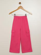 Calça Moletom Wide Leg Infantil Para Menina - ROSA Calça Moletom Wide Leg Infantil Para Menina - ROSA