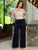 Calça Moletom Wide Leg Sofisticado PitBull Jeans Luxo 95877 COR:AZUL MARINHOTAMANHO:M Calça Moletom Wide Leg Sofisticado PitBull Jeans Luxo 95877 COR:AZUL MARINHOTAMANHO:M