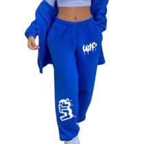 Calça Moletom wtf Estilo ModaUnissex Confortável Estilo Flanelado