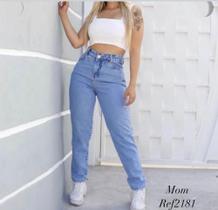 Calça mom feminina jeans claro retrô