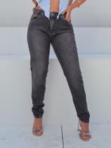 Calça Mom Feminina Marmorizada Preta/Cinza/Chumbo Cintura alta Calça Mom Feminina Marmorizada Preta/Cinza/Chumbo Cintura alta