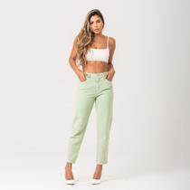 Calça Mom Feminina Verde Sarja Zune