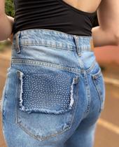 Calça MOM Frente dupla c/ strass