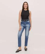 Calça Mom Jeans Bolsos Puídos Cintura Alta-01025