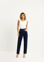 Calça Mom Jeans Com Bolsos E Cintura Alta Lunender 21188