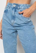 Calça Mom Jeans Com Strass Salvatore Fashion