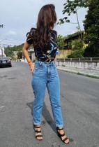 Calça mom mel feminina blufera jeans sem elastano 100% algodão 22005-5 Calça mom mel feminina blufera jeans sem elastano 100% algodão 22005-5