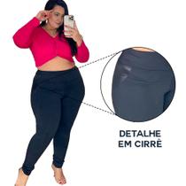 Calça Montaria Cintura Alta Modeladora Cirrê material sintético Plus Size