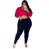 Calça Montaria Cintura Alta Modeladora Cirrê material sintético Plus Size