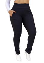 Calça Montaria Gorgurão Legging Feminina Leg Canelada Com Bolsos