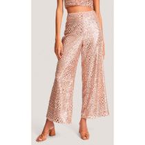 Calça Morena Rosa Pantalona Cos Elástico Calça Morena Rosa Pantalona Cos Elástico