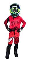 Calça Motocross Infantil + Camisa Preto Vermelho Amx