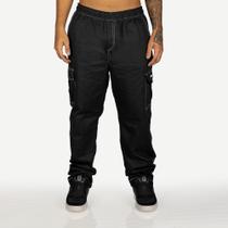 Calça Overking Cargo Sarja Preto Prespontado
