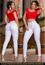 Calça Oxtreet jeans, 3 botões branca original premium, lançamento