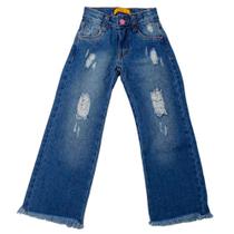 Calca Ozne's Jeans Wide Leg Com Puido E Barra Desfiada - 20302