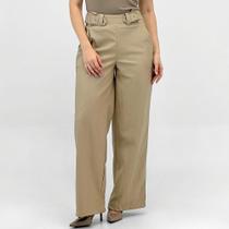 Calça Pacific Blue Wide Leg em P.u com Cinto Feminina Calça Pacific Blue Wide Leg em P.u com Cinto Feminina