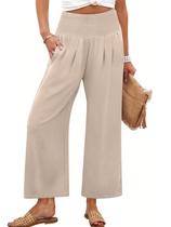 Calça Palazzo ANRABESS Pantalona Cintura Alta Amêndoa XL Calça Palazzo ANRABESS Pantalona Cintura Alta Amêndoa XL
