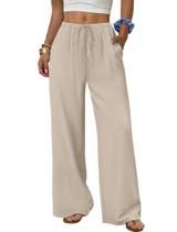 Calça palazzo de perna larga Sampeel com cordão na cintura, caqui, XL