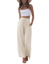 Calça Palazzo Feminina Faleave em Linho e Algodão Pantalona Larga Damasco P XS