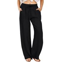 Calça Palazzo FireSwan Feminina com Cordão e Pernas Largas Preta