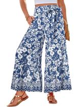 Calça Palazzo GRACE KARIN Casual Flowy Summer Beach 2025 azul Calça Palazzo GRACE KARIN Casual Flowy Summer Beach 2025 azul