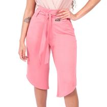 Calça Pantacourt Cinto Laço Bolso Moda Feminina