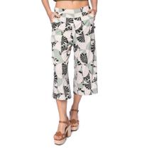 Calça Pantacourt Feminina Bruna e Bia Estampada Verde/bege