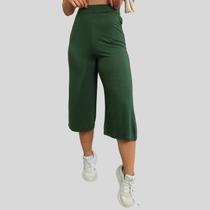Calça Pantacourt Feminina Cintura Alta Com Elasticidade de MAlha Lisa Verde
