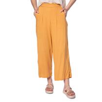 Calça Pantacourt Feminina Giraffe com Fenda Lateral Amarelo Calça Pantacourt Feminina Giraffe com Fenda Lateral Amarelo
