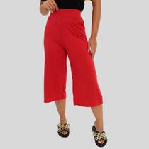 Calça Pantacourt Feminina Lisa Vermelha