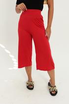 Calça Pantacourt Feminina Lisa Vermelha Calça Pantacourt Feminina Lisa Vermelha