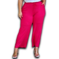 Calça Pantacourt Feminina Malha Canelada Forrado Amarração Fake c/Bolso Plus Size