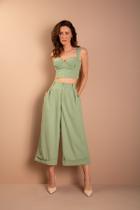 Calça Pantacourt Lara Alfaiataria - Verde Calça Pantacourt Lara Alfaiataria - Verde