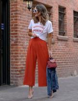 Calça pantacourt laranja Tam 42 tecido molinho