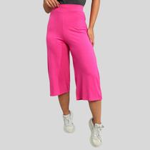 Calça Pantacourt Lisa Pink Cós Alto e Feminina