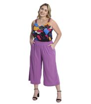 Calça Pantacourt Plus Size Secret em Viscose com Elastano e Cintura Elástica