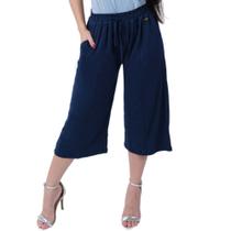 Calça Pantacourt Recorte com Bolso Moda Feminina Viscolycra