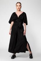 Calça Pantacourt Viscose com Abertura Lateral Sense - Preto