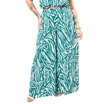 Calça Pantalona Alfaiat Viscose Estampada Midi Size 42 Ao 48