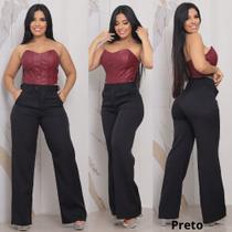 Calça Pantalona Alfaiataria Feminina Social Cintura Alta Com bolso na frente e ziper - Calça Pantalona Alfaiataria Feminina Social Cintura Alta Com bolso na frente e ziper -
