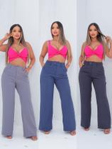 Calça Pantalona Alfaiataria Feminina Social Cintura Alta Com bolso na frente e ziper Calça Pantalona Alfaiataria Feminina Social Cintura Alta Com bolso na frente e ziper