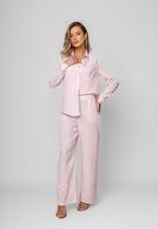 Calça Pantalona Alfaiataria Listrada Rosa Salvatore