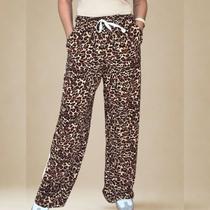 Calça Pantalona Animal Print Onça Elegante Sofisticada Soltinha Acinturada Cintura Alta Elástico Calça Pantalona Animal Print Onça Elegante Sofisticada Soltinha Acinturada Cintura Alta Elástico