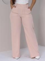 Calça Pantalona Bege de Alfaiataria Feminina com Caimento Elegante - 40