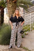 Calça pantalona bege onça Calça pantalona bege onça